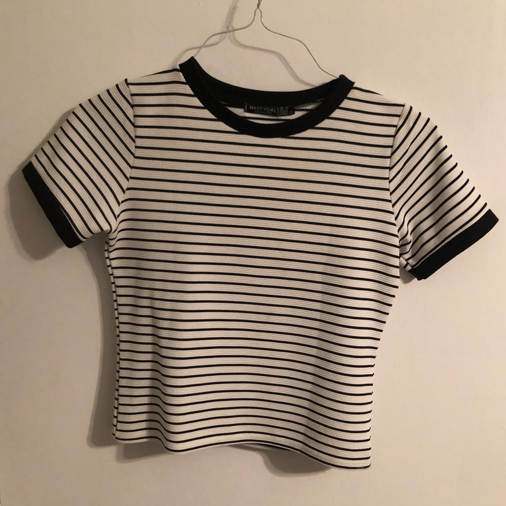 Nasty Gal Black-And-White Striped Crop Top